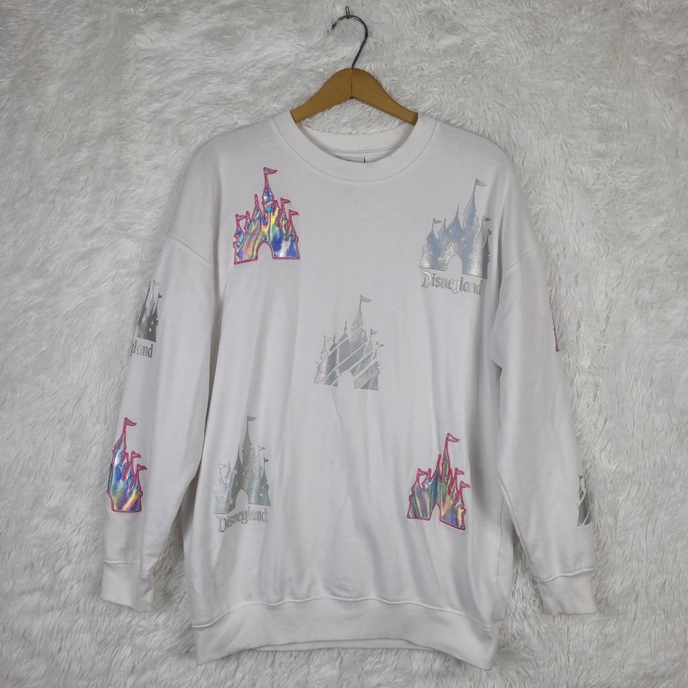Disney Sleeping Beauty Castle Icon Pullover Sweater Women Medium White